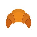 Croissant french top view meal brown cartoon bake bread above. Pastry crust vector icon lunch sweet symbol