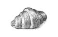 croissant hand drawn drawing engraving retro style