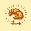 Croissant icon. Bakery shop emblem, badge and logo. Vintage design.