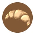 Croissant icon in brown circle. Cute design element for bakery shop and patisserie. Traditional French breakfast, delicious Royalty Free Stock Photo