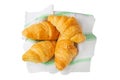 Croissant isolated on white background. with clipping path. Croissant french breakfast. Top view