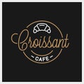 Croissant logo. Round linear of croissant cafe