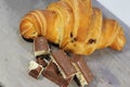 Croissant with milk for breakfast Royalty Free Stock Photo