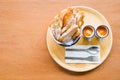 Croissant and Milked Tea to Dip Royalty Free Stock Photo