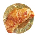 Croissant in an old brass plate Royalty Free Stock Photo