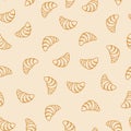 Croissant outlines seamless vector pattern