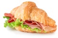 Croissant with parma ham and lettuce Royalty Free Stock Photo