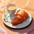 Croissant Pastry Dessert: A Delicious Blend Of J. Cole, Art Nouveau, And Triadic Influences Royalty Free Stock Photo