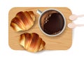 Croissant pattern Vector. Sweet dessert breakfast menus