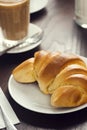 Croissant Roll and Latte in Cafe