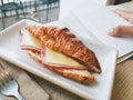 Croissant sandwich ham cheese Royalty Free Stock Photo