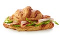 Croissant sandwich with ham and cucumber Royalty Free Stock Photo