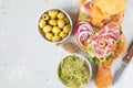 Croissant sandwich with ham, olives and vegetable Royalty Free Stock Photo