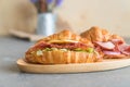 croissant sandwich ham Royalty Free Stock Photo