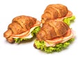 croissant sandwich with hum and tomato isolated Royalty Free Stock Photo
