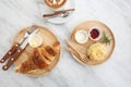 Croissant and scone with coffee Royalty Free Stock Photo