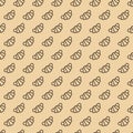 Croissant seamless pattern line style on brown background