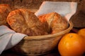 Croissant served for breakfast orange fruit Royalty Free Stock Photo