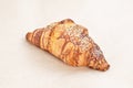 Croissant with sesame seeds Fresh baked puff pastry. Closeup on a light background Royalty Free Stock Photo
