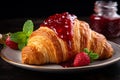 Croissant With Strawberry Jam Royalty Free Stock Photo