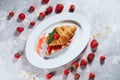 Croissant Stuffed Cream and Strawberry Top View