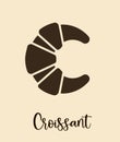 Croissant vector icon. Pastry french croissant flat breakfast bakery icon.