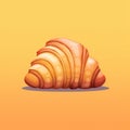 Croissant Icon And Logo Vector Illustration In Surrealistic Cartoon Style