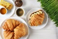 Croissants with chocolate butter and banana