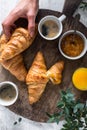 Croissants, Coffee and Orange Juice for Breakfast Royalty Free Stock Photo