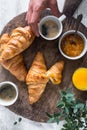 Croissants, Coffee and Orange Juice for Breakfast Royalty Free Stock Photo