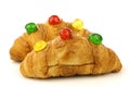 Croissants with colorful conserved fruits