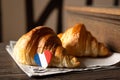 Croissants on an old table Royalty Free Stock Photo