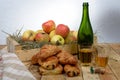 Croissants and pains au chocolat with apples Royalty Free Stock Photo