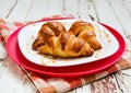 Croissants on the white plate