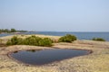 Water pooled on the granite rock of the archipelago in Ontario, Canada