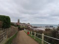 Cromer Pier and town from coastal path