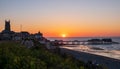 Cromer town and pier at sunset Royalty Free Stock Photo