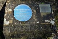 Blue Sign for Cromford Canal, 1794. Cromford, Derbyshire, UK, November 17, 2023.