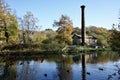 The Leawood Pump House (1849) reflected in the still water of Cromford Canal. Cromford, , Derbyshire, UK. Royalty Free Stock Photo