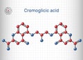 Cromoglicic acid, cromolyn, cromoglycate, cromoglicate molecule. It is antihistamine medication used to treat asthma Royalty Free Stock Photo