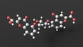 cromoglicic acid molecule, molecular structure, antiallergic agent, ball and stick 3d model, structural chemical formula with