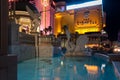 The Cromwell hotel and casino in Las Vegas. Beautiful fountain on the foreground