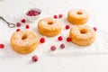 Cronuts - delicious fusion of croissant and donut with raspberry jam Royalty Free Stock Photo