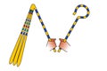 Crook and flail symbols, authority insignia of pharaohs in ancient Egypt