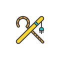 Crook and flail filled outline icon