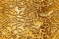 Crooked lines and shining spots in golden colors, abstract pattern