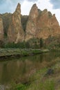 The Crooked River flows through dramatic rock formations in Smith Rock State Park, Oregon, USA Royalty Free Stock Photo