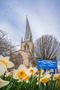 The Crooked Spire Church of St Marys and all saint Chesterfield market town Derbyshire spring summer day famous twisted steeple Royalty Free Stock Photo