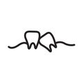 Crooked teeth icon Black line art vector logo