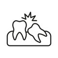 Crooked Teeth Line Icon. Wisdom Tooth Problem Linear Pictogram. Medical Malocclusion. Oral Care. Dentistry Outline